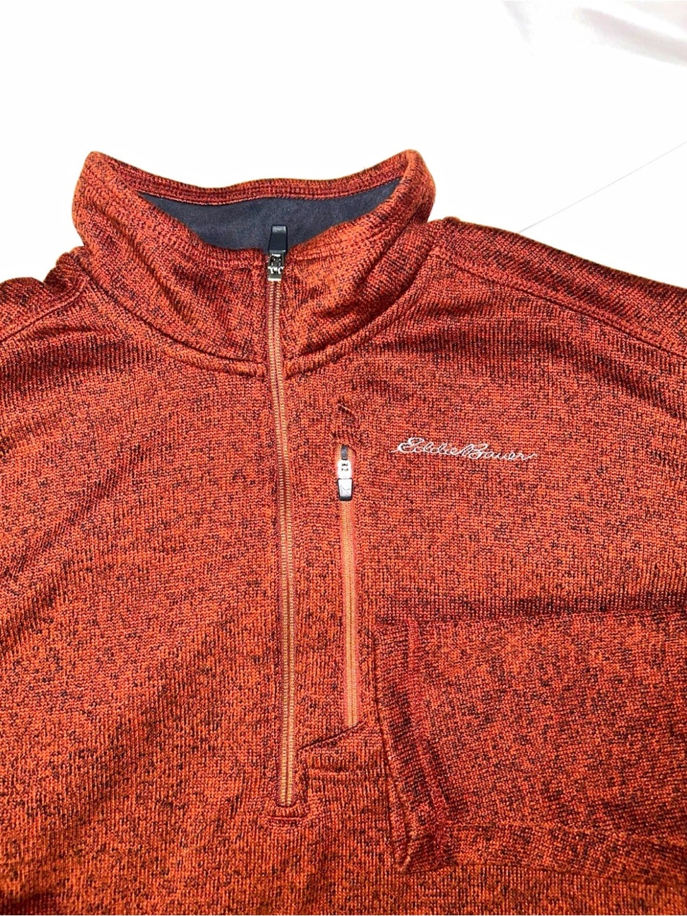 Eddie Bauer Men's Heathered Rust Orange Half-Zip Pullover